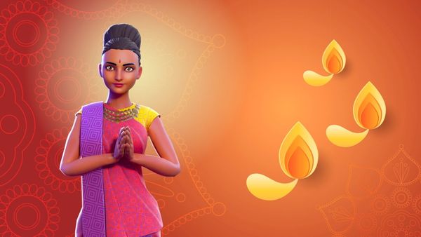 Happy Diwali Card made with Krikey AI Animation maker cute cartoon avatars