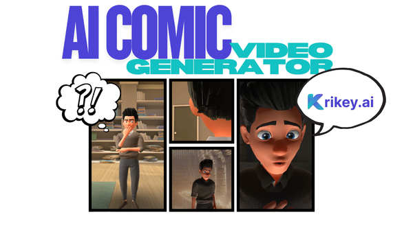 AI comic generator example with cute cartoon character in Krikey AI video editor