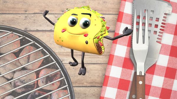 BBQ invitations with cartoon tacos and talking avatars made with Krikey AI Video editor