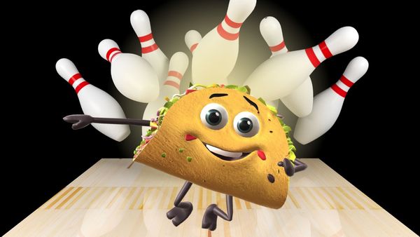 Bowling Party Invites designed with animated cartoon characters using Krikey AI tools