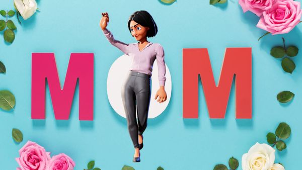 Virtual Mother's Day card made with cute cartoon characters in the Krikey AI Invitation maker