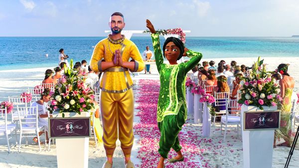 Wedding Reception invitations with talking avatars made with krikey AI video editor desi wedding card animation indian wedding