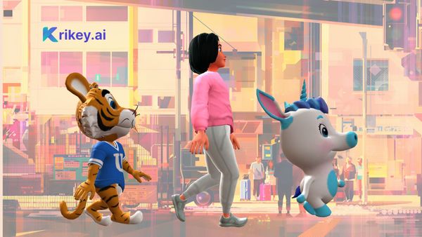 Animated characters with a colorful Ibackground showing how an animated GIF can be made