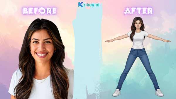 Turn yourself into a VTuber with Krikey AI's Character Creator tool. Upload an image, convert it into a 3D character with one click.