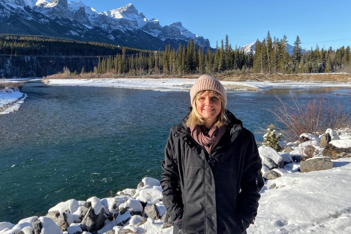 Jill on the Bow River Trail in Winter Canmore Alberta Canada