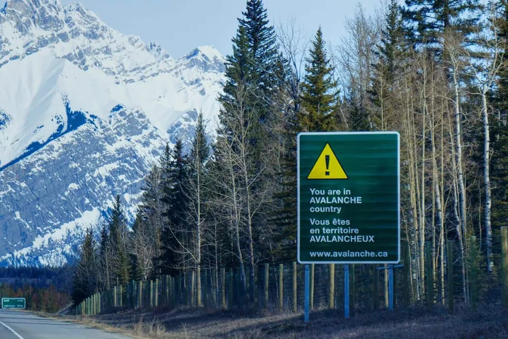 Avalanche Country Warning Sign Banff National Park Alberta Canada