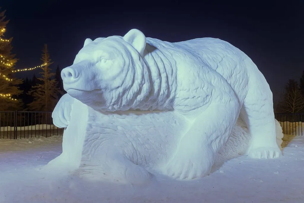 Snow Sculpture Of A Bear Snownights banff