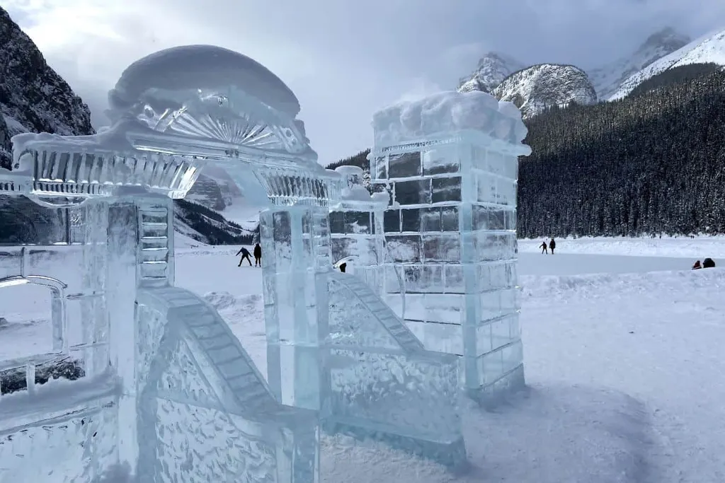 Ice Castle At Lake Louise In Winter Banff National Park Alberta Canada