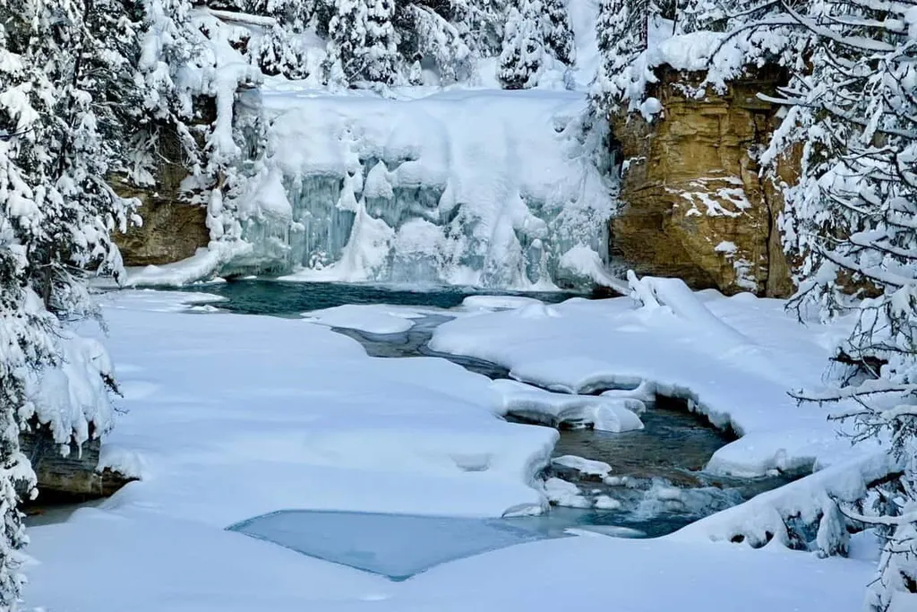 Frozen Waterfall At Johnston Canyon Banff National Park Alberta Canada