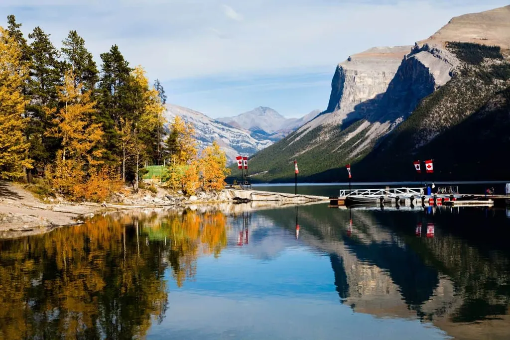 Lake Minnewanka In Fall Banff National Park Alberta Canada
