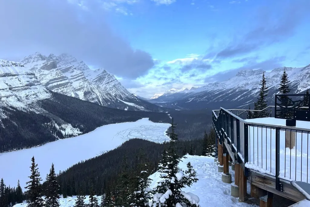 Peyto Lake In Winter Frozen And Snow Covered From The Viewing Platform Banff National Park Alberta Canada One Of The Things T