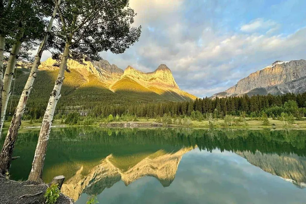 Quarry Lake And Ha Ling Peak At Sunrise Canmore Alberta Canada
