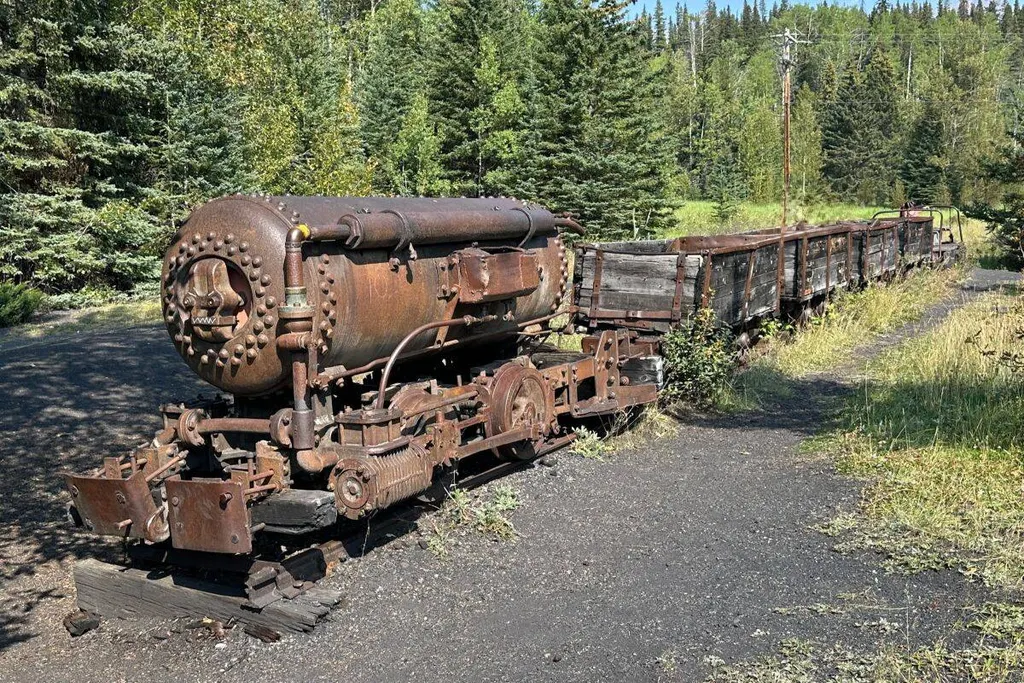 An Old Train At The Historic Bankhead Ghost Town Banff National Park