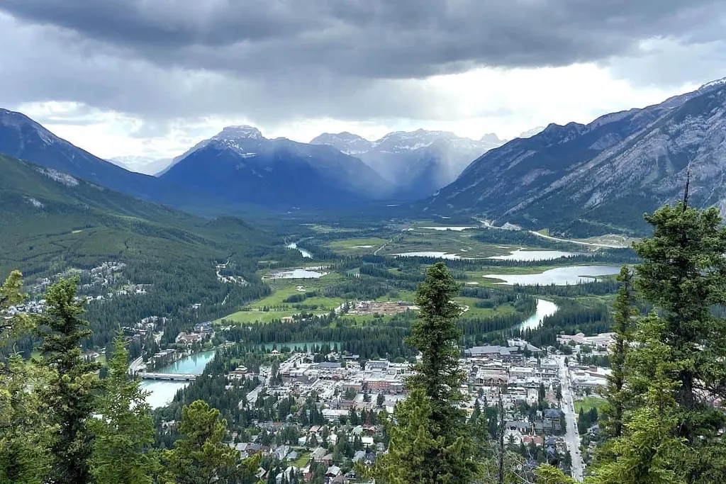 View Of Banff Townsite From Tunnel Mountain Hike Alberta Canada