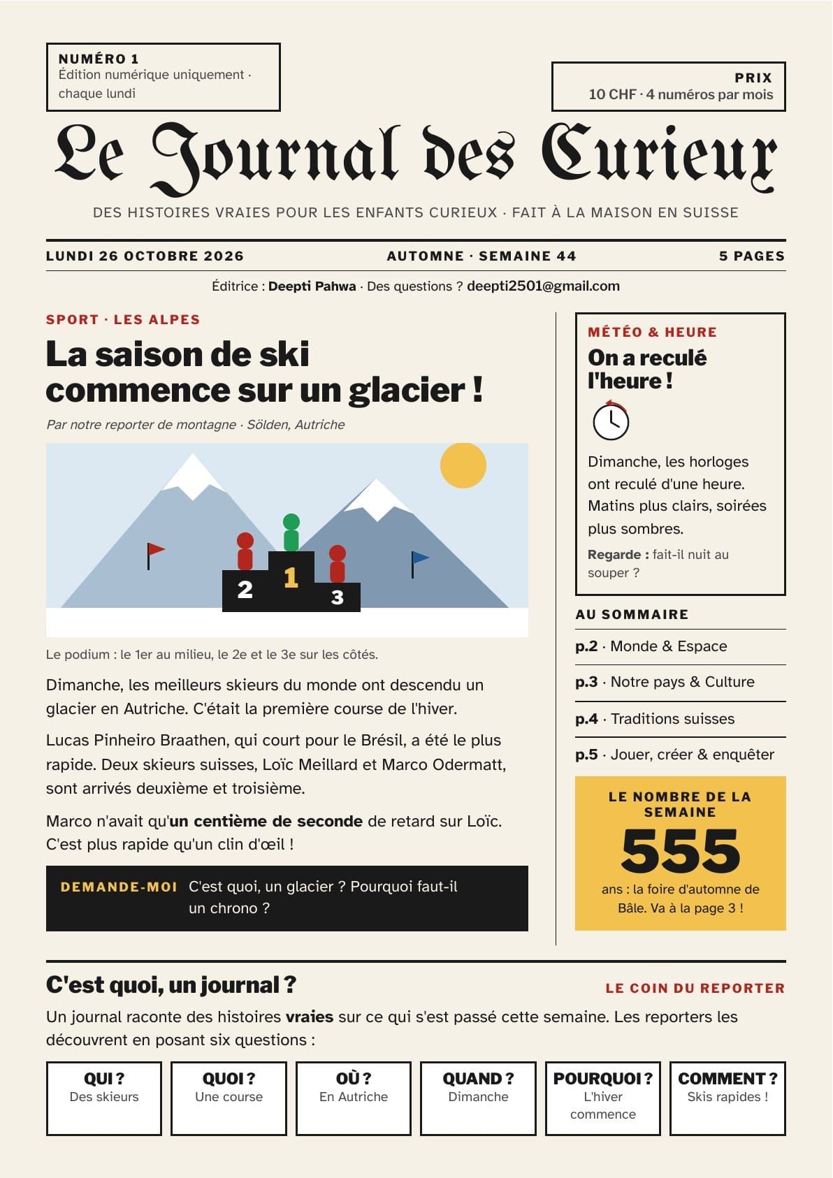 Une du Journal des Curieux n° 1