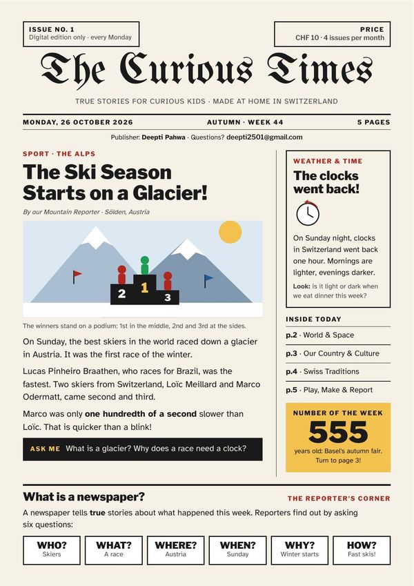Front page of The Curious Times Nr. 1