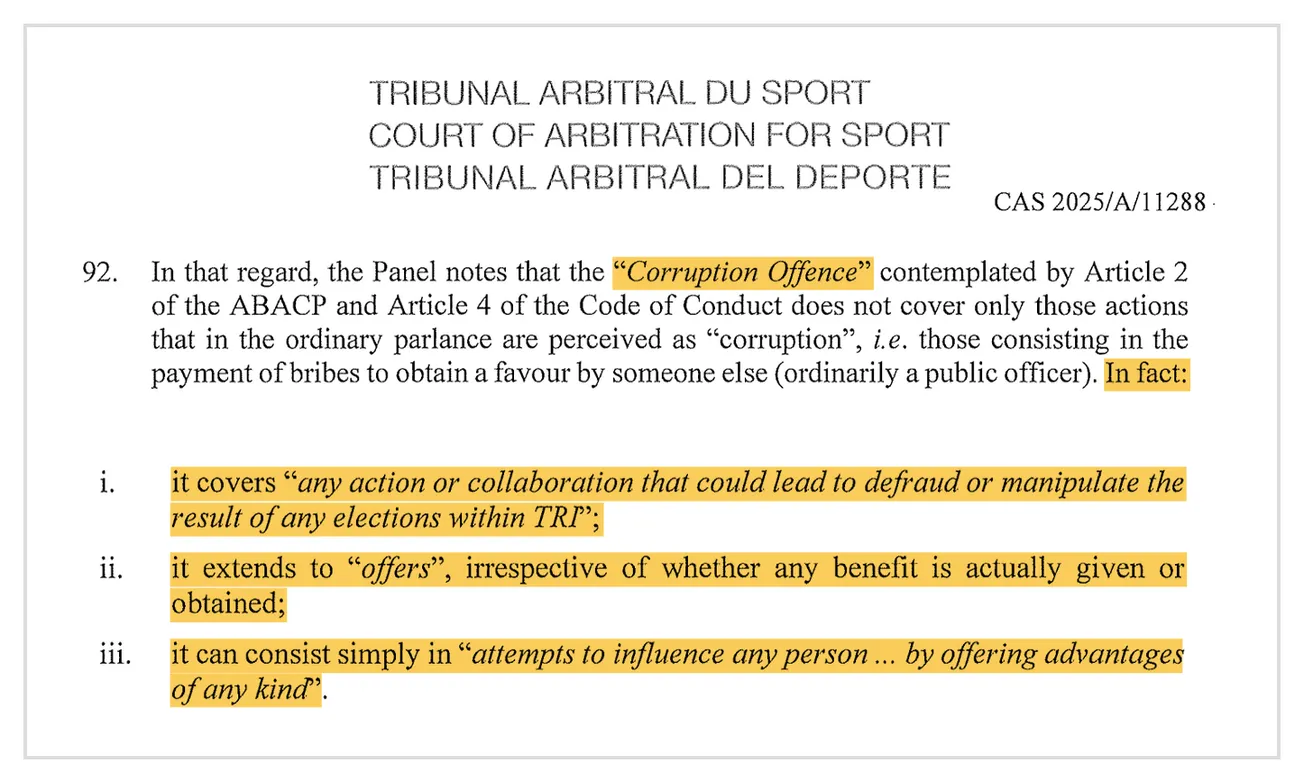 CAS confirms corruption in World Triathlon elections