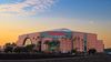 A sunset shot of the Honda Center, the Anaheim hockey venue that will host volleyball in 2028