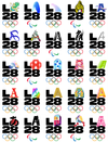 25 LA28 logos showing the LA28 with 25 different artist-designed As in various colors and designs
