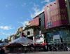 A closed Hollywood Boulevard with various barricades and tents preparing for the Academy Awards