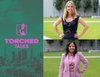 Torched Talks graphics showing the logo of a burning palm tree with photos of Stephanie Richard and Paloma Bustos