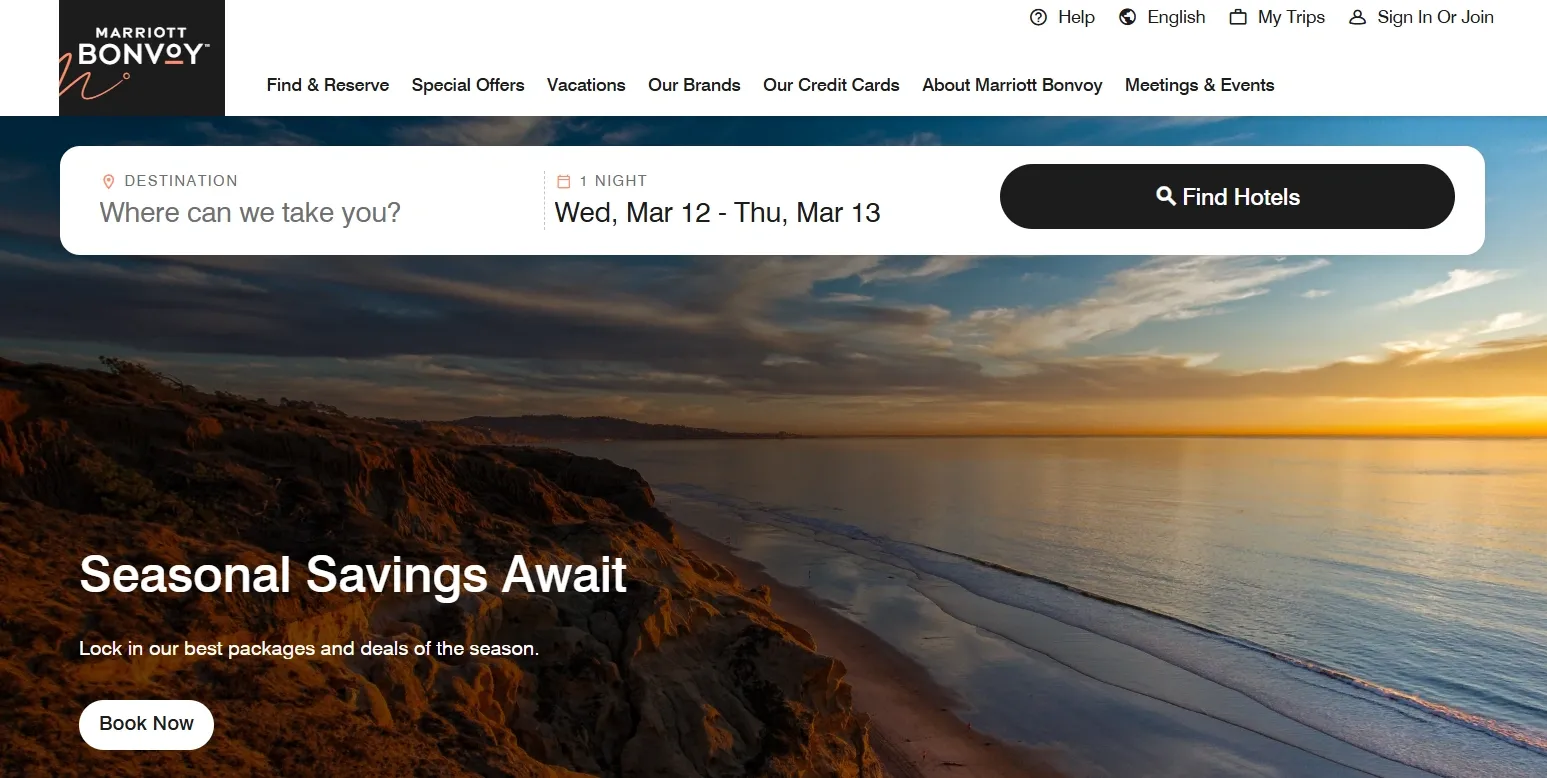 mariott bonvoy home page