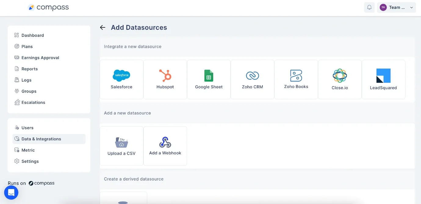 Centralized data on Compass dashboard