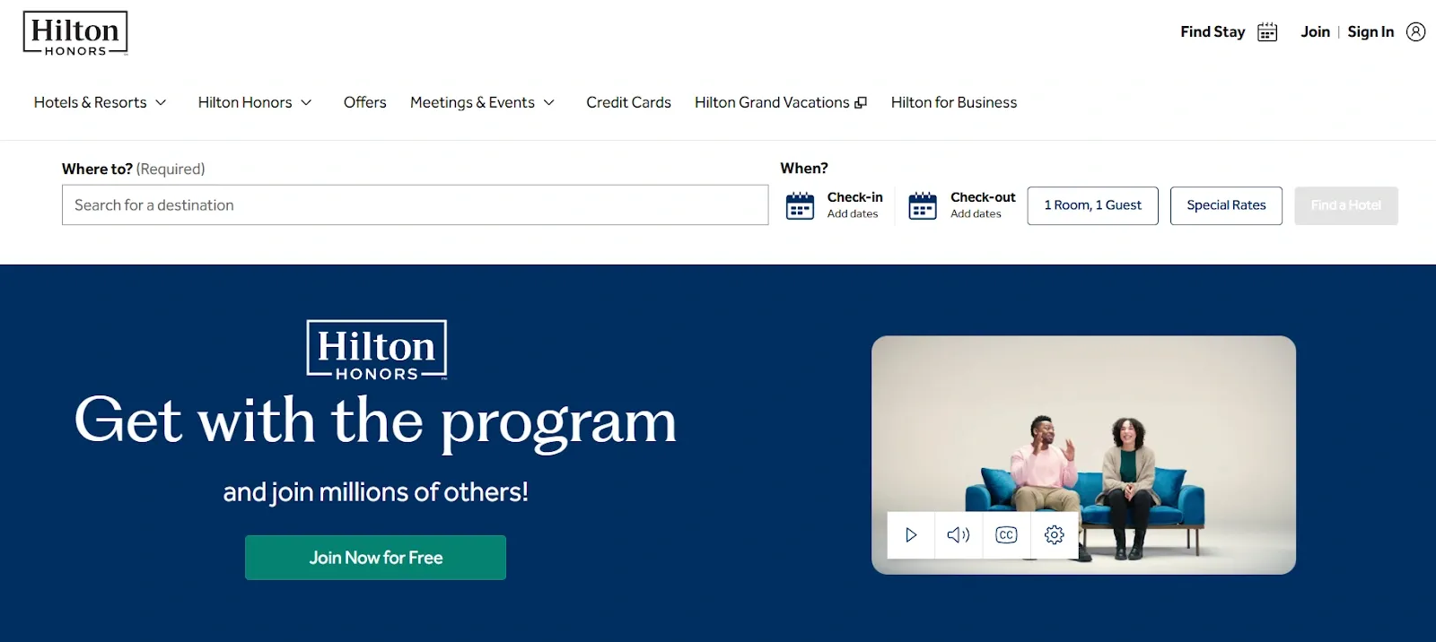 Hilton home page