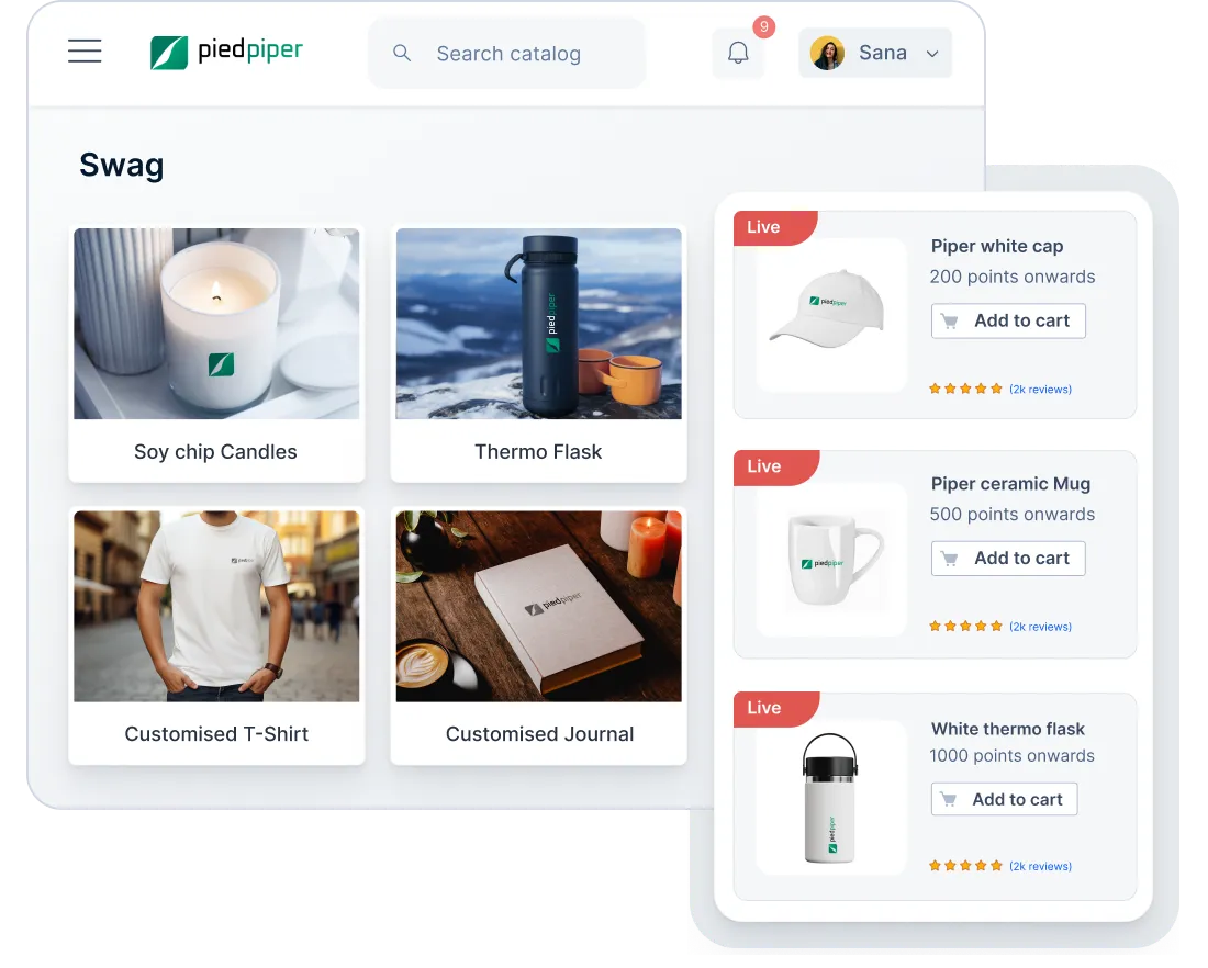 Personalized company swag as digital gift for recruiters