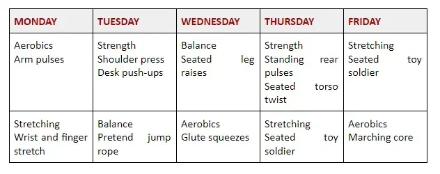 weekly plan of activities