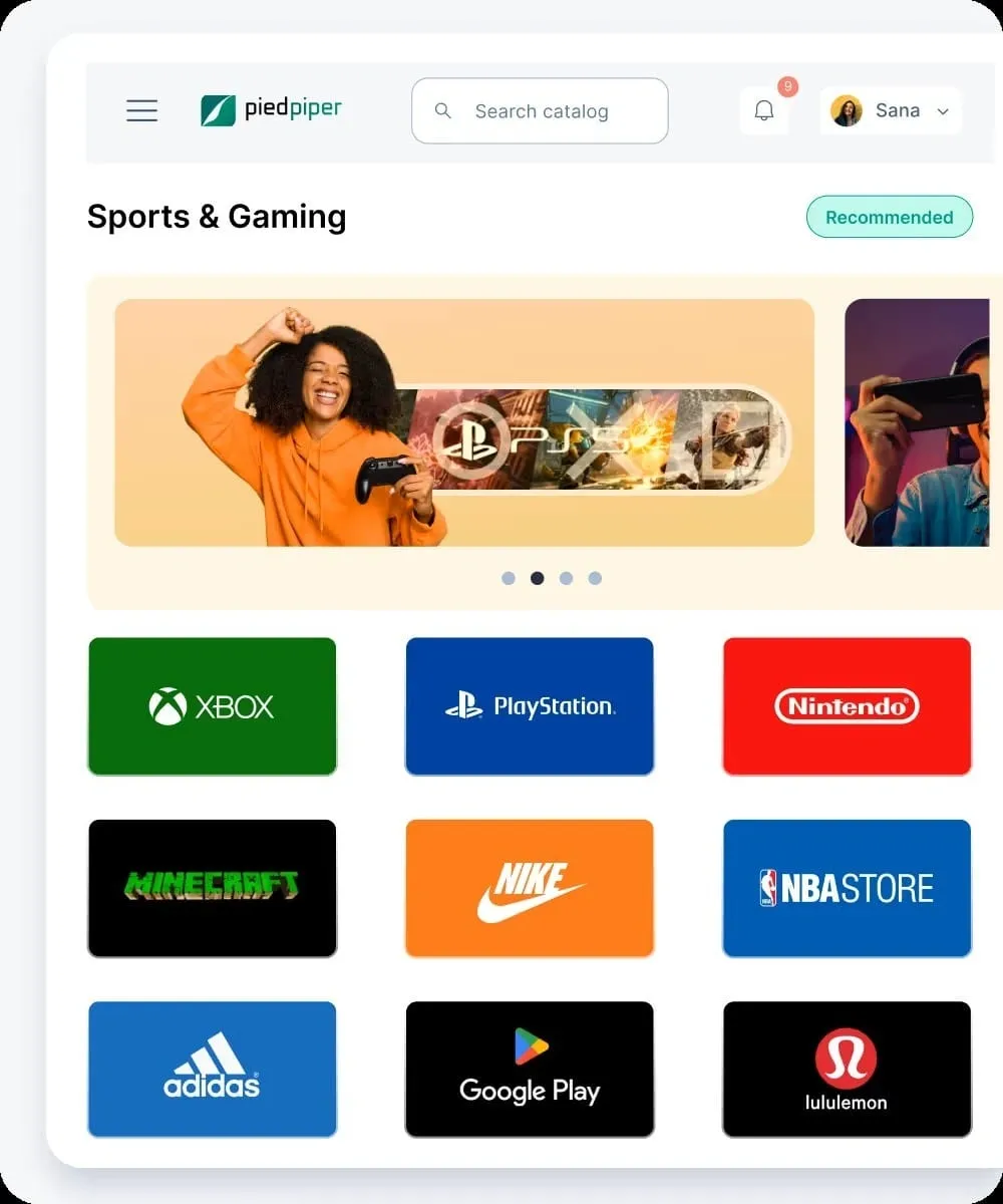Sports and games giftcard