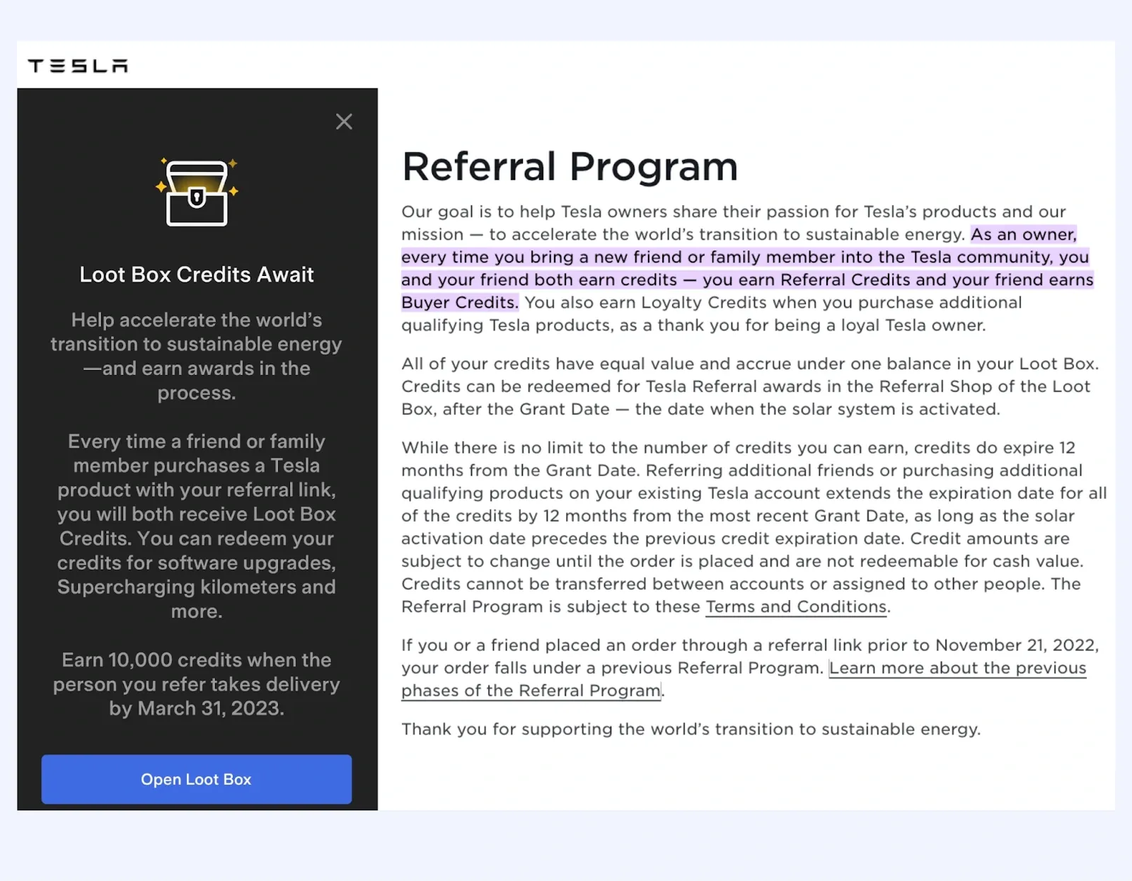 Tesla referral program