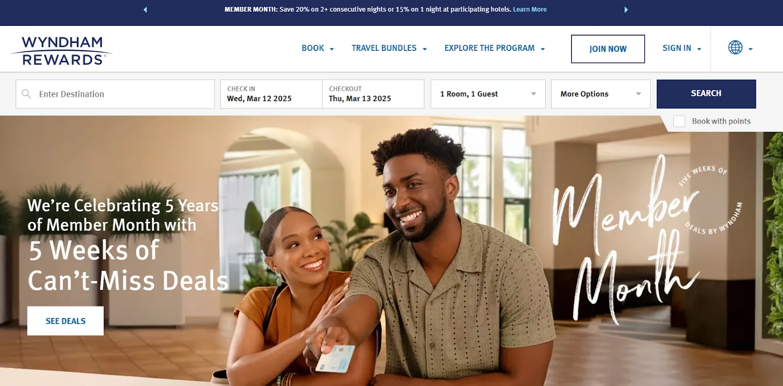 Wyndham homepage