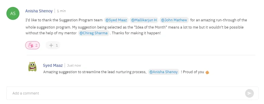 Empuls Employee Suggestions and Recommendations