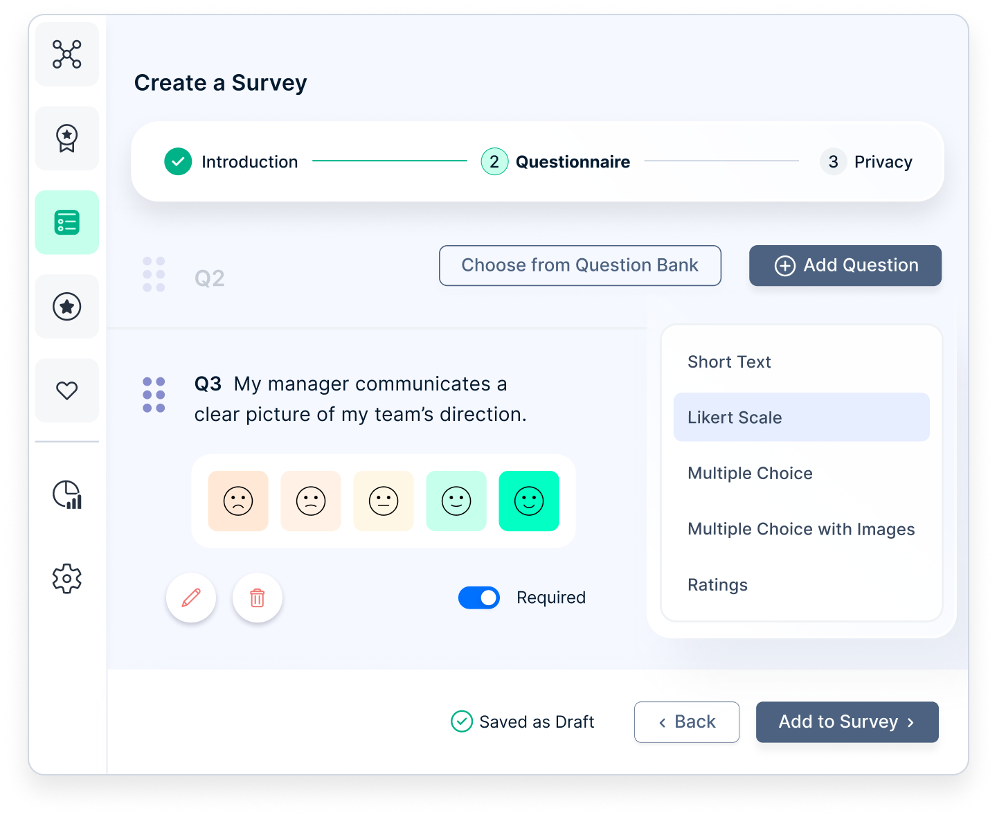 Empuls Customizable surveys, question banks and templates