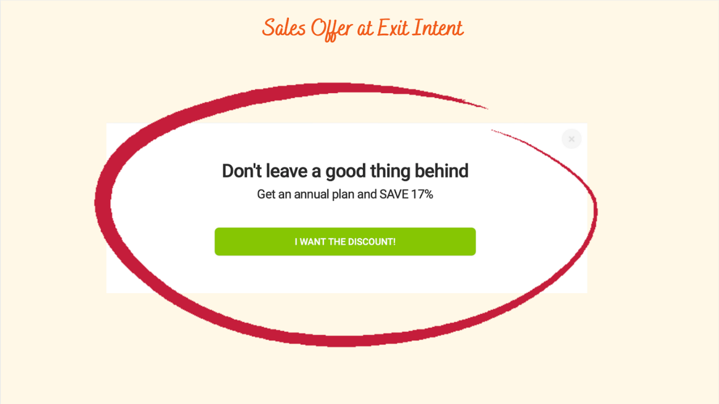 sales offer at exit intent