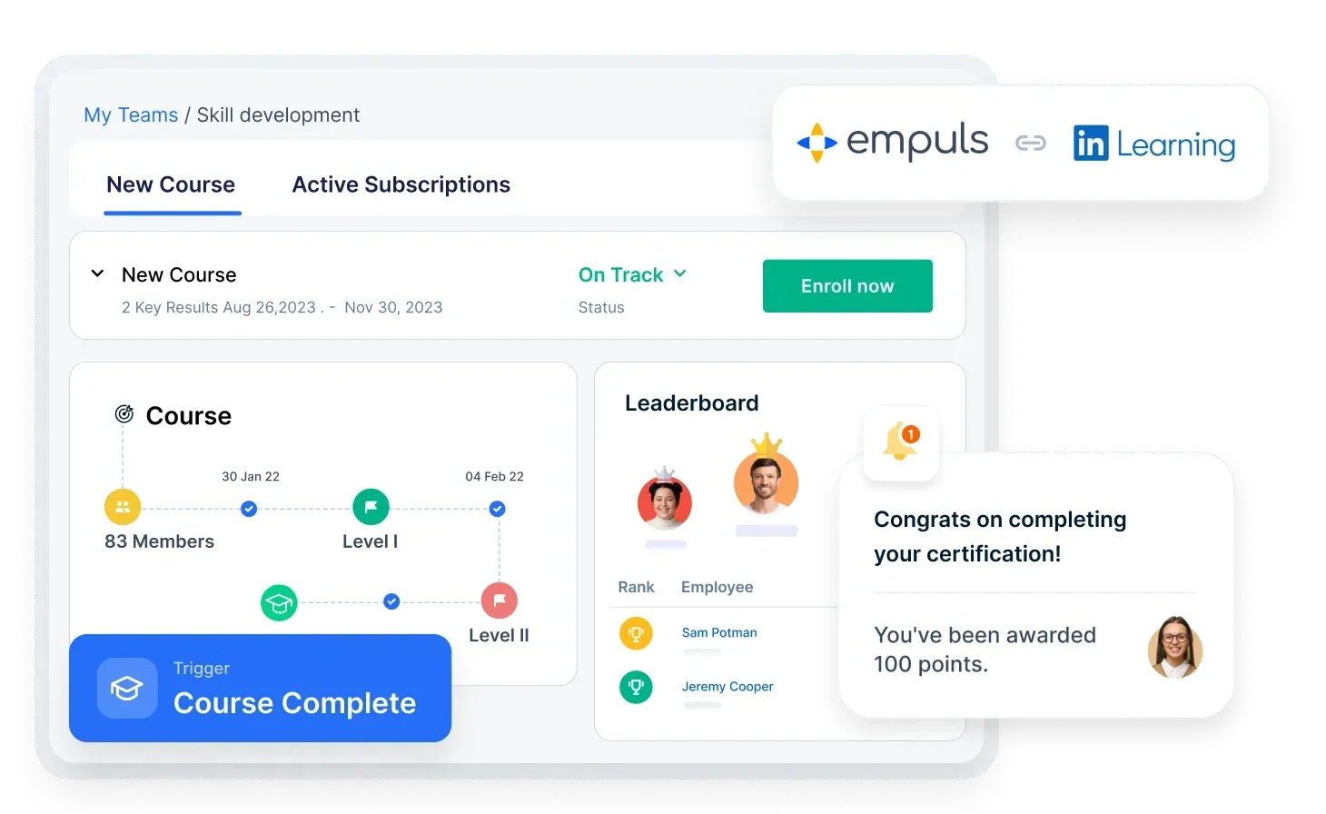 Empuls automated rewards for certifications