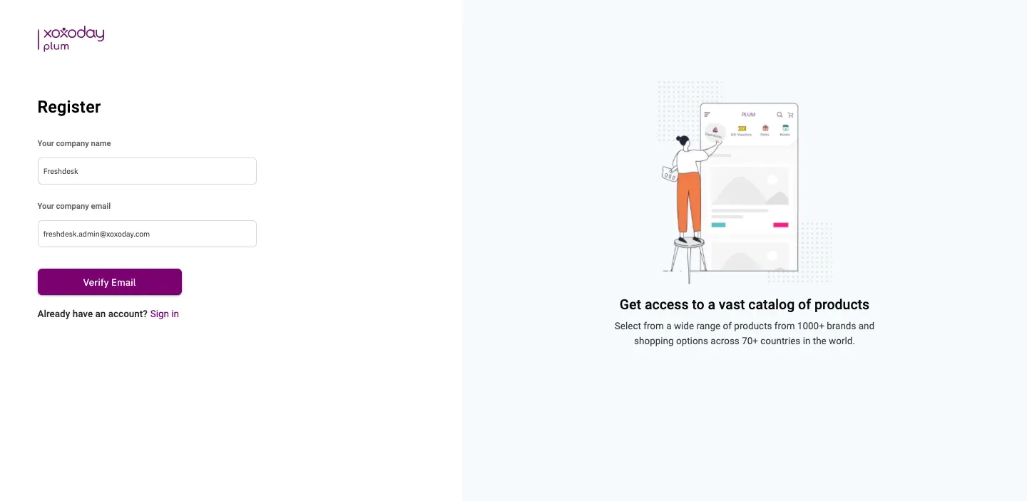 Plum Registration Page