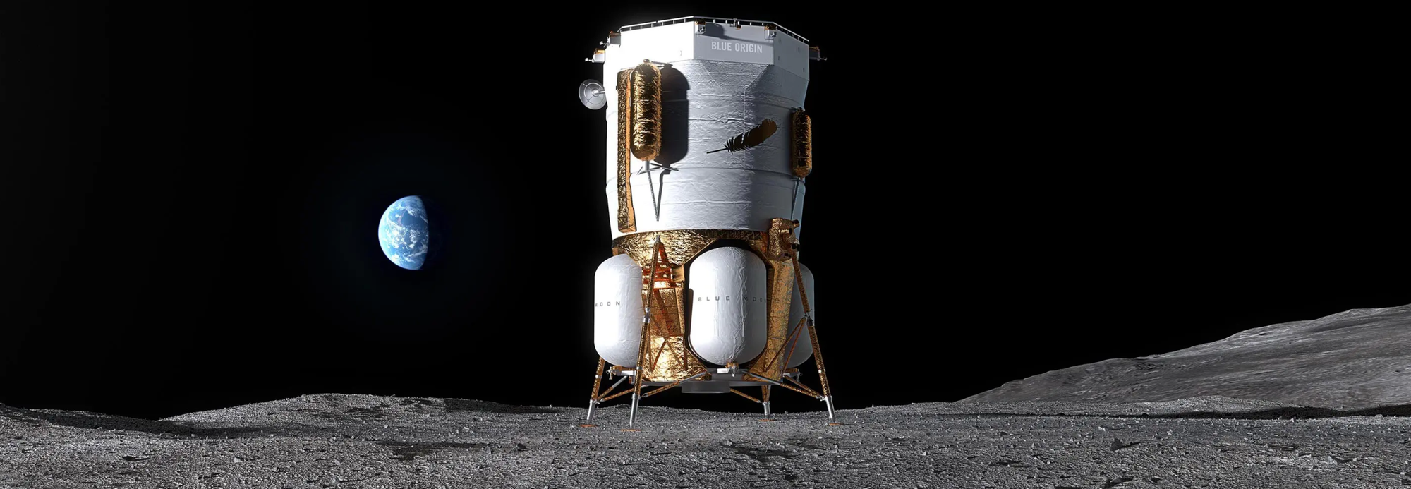 Image of Blue Moon Mark 1 Cargo lander standing on lunar surface
