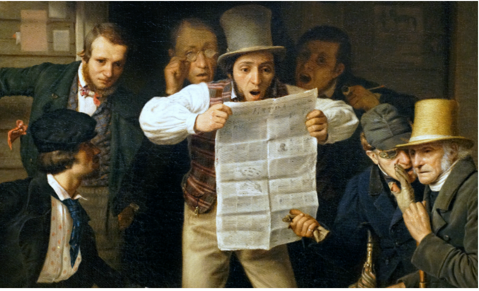 Richard Caton Woodville's painting showing shocked newspaper readers regardin "War News from Mexico," 1848.