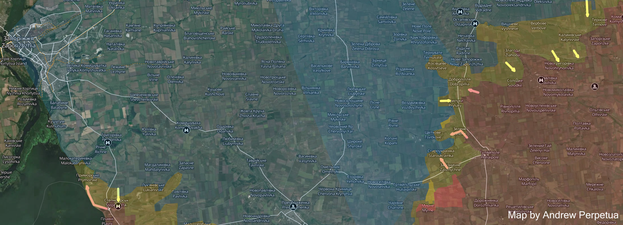 Map showing portion of Zaporizhzhia oblast