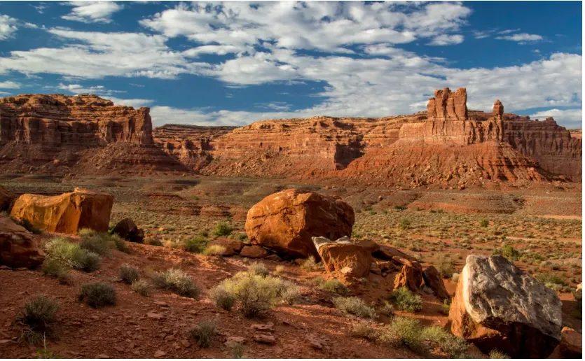 beautiful scene of arid desert landscape with mesas and sagebrush