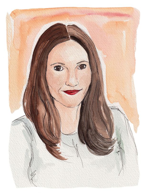 A watercolor painting of the author, Laura Bates