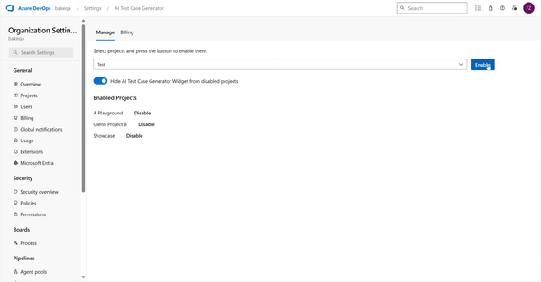 Manage Widget Visibility for the AI Test Case Generator in Azure DevOps