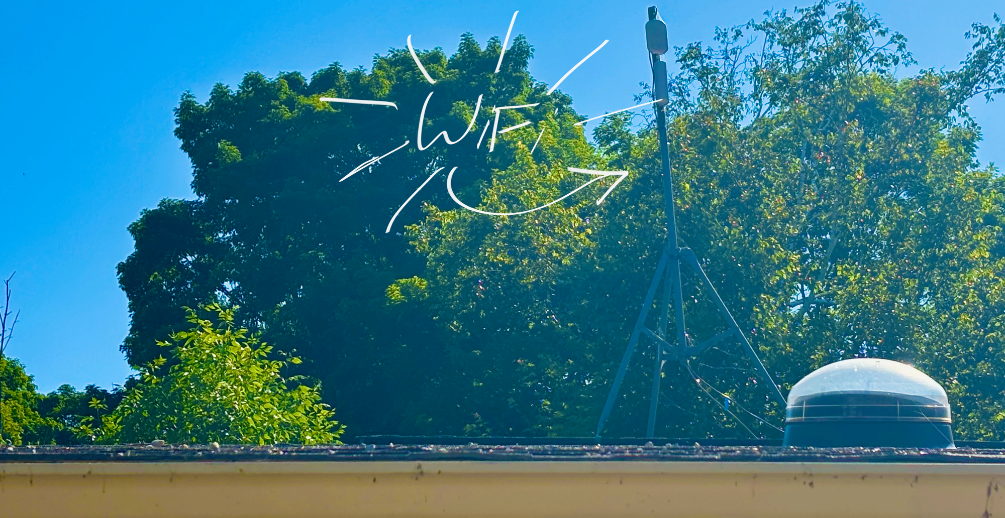 Wi-Fi signal on the roof of the campground bathroom
