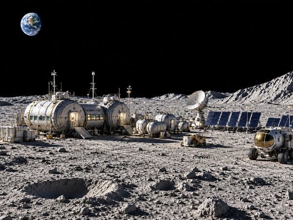 Space station on lunar surface