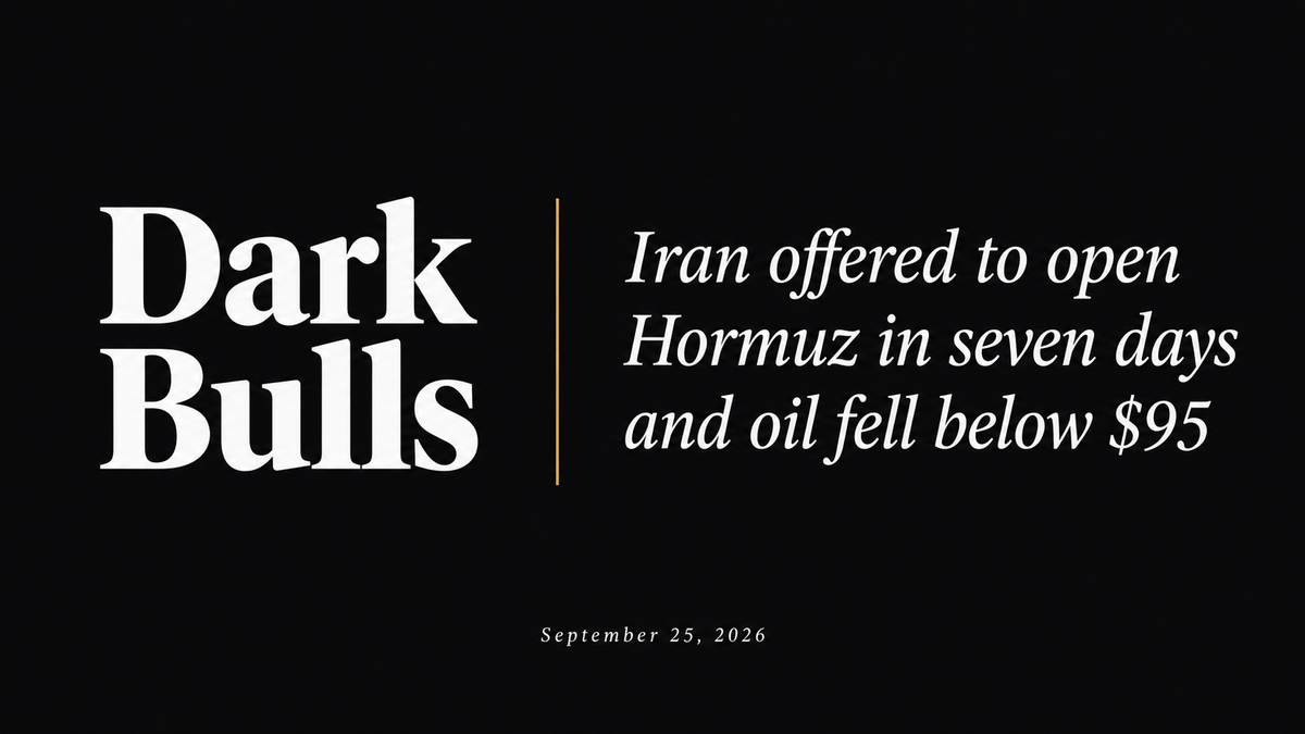 Iran offered to open Hormuz in seven days and oil fell below $95