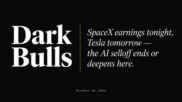 SpaceX earnings tonight, Tesla tomorrow — the AI selloff ends or deepens here.