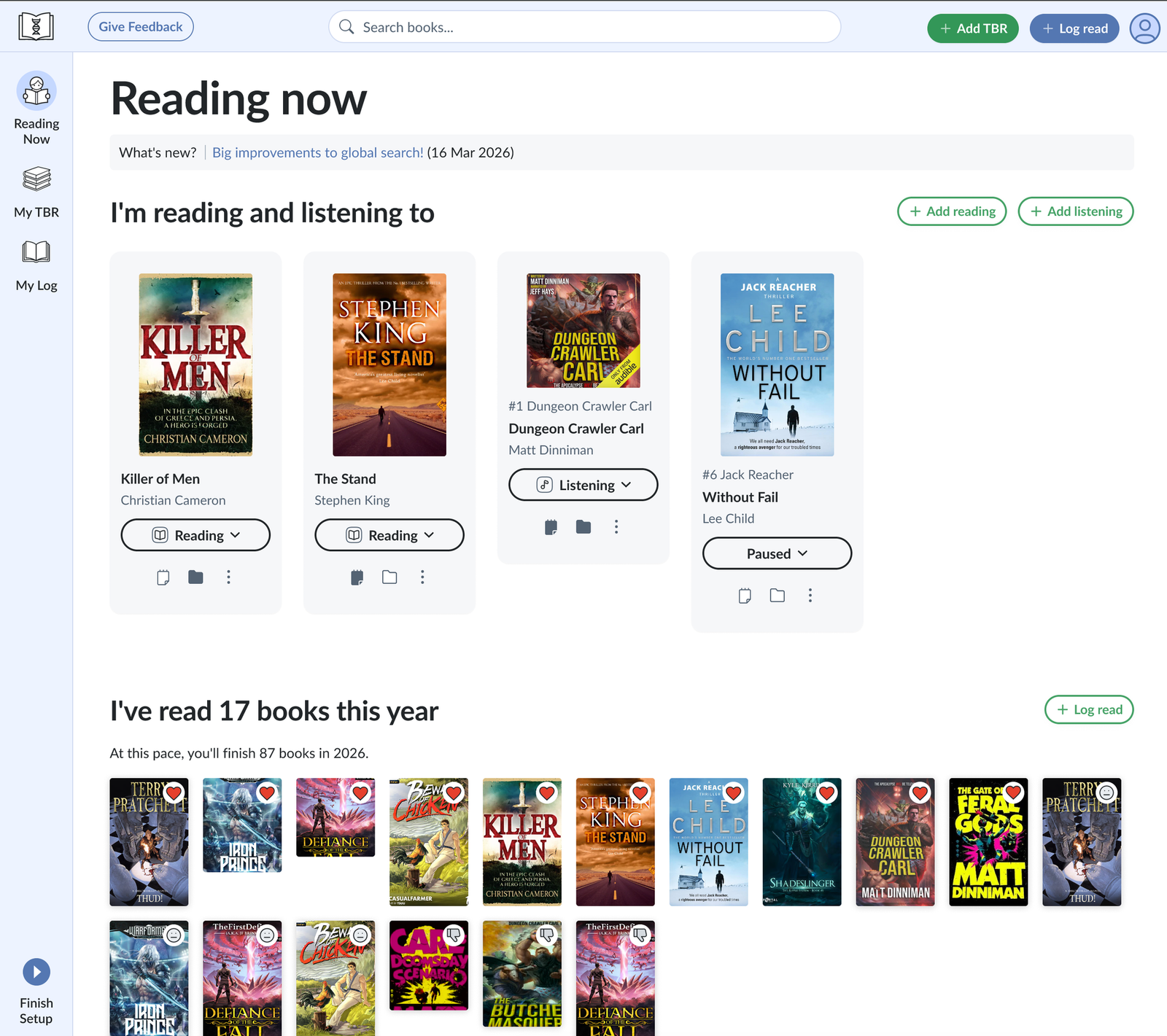 Add a Reading Now page