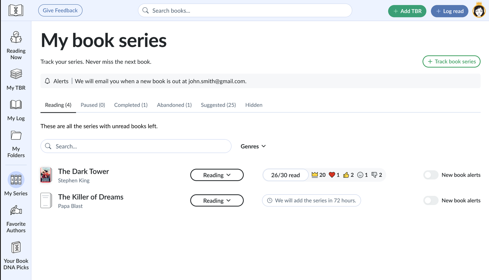 Book series tracking (and never miss a new release)